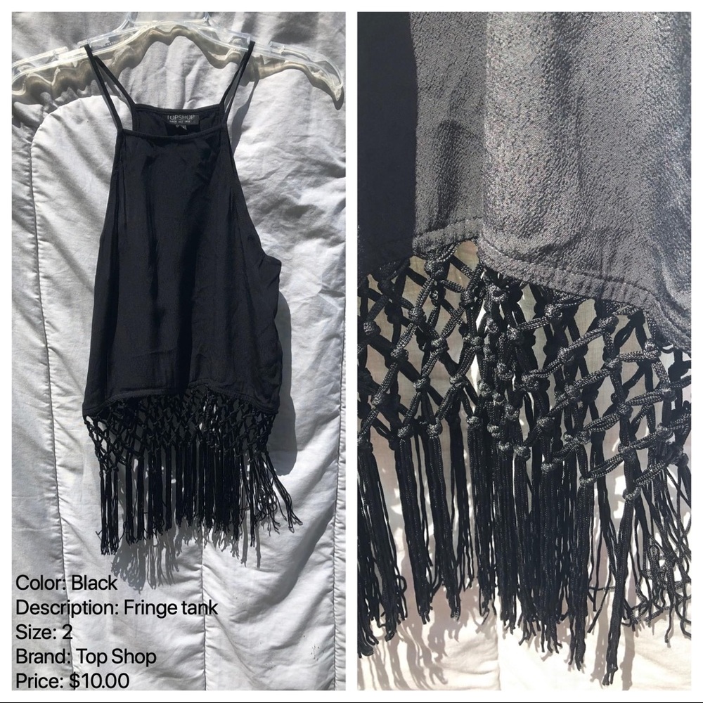 Black, fringe tank - Top shop